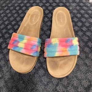 Girls Slides Sandals Tie Dye size 5 by Cat & Jack